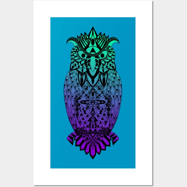 glitch owl pattern ecopop Wall Art by jorge_lebeau